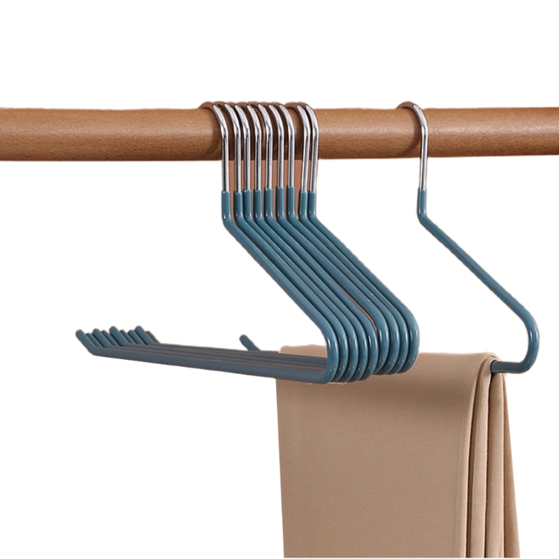 10pcs Trousers Pants Hangers Non Slip Coating Slim Space Saving Open Ended Multi-functional: 3 dark green
