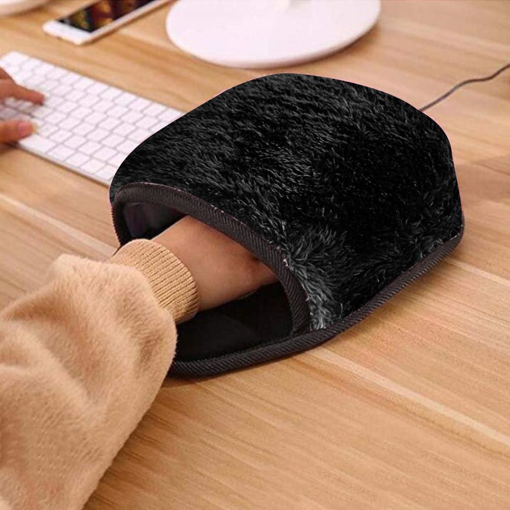 Mouse Mat Warmer Heated Mouse Pad Mousepad Mat Mause Office Desk Electric Hand Warmer Waterproof Warm Winter Mouse Mat: black