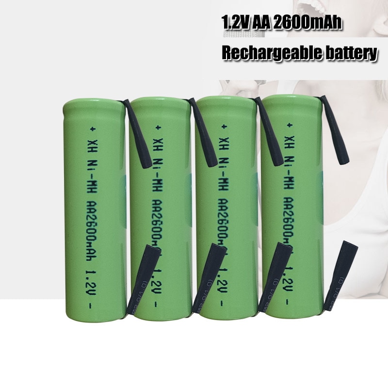 Original AA Rechargeable Battery 1.2V 2600mah AA Ni-MH Battery with Solder Pins for DIY Electric Razor toothbrush Toys