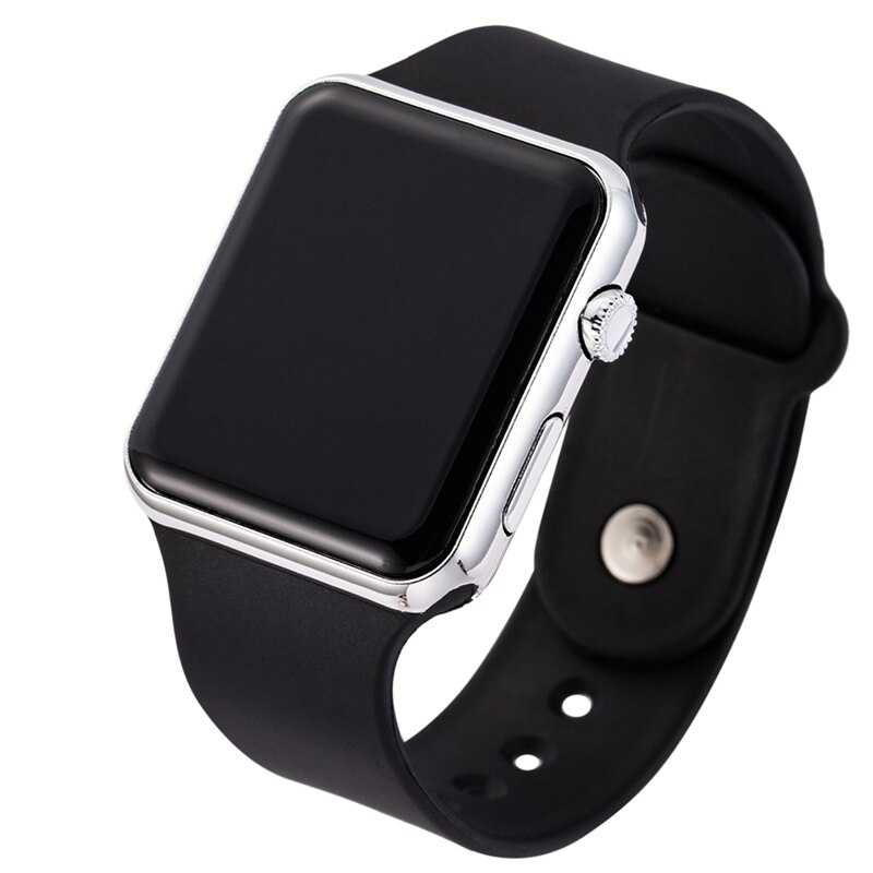 Sport Digitale Horloge Mannen Vrouwen Horloge Led Elektronische Horloge Mannen Vrouwen Horloges Dames Siliconen Band Klok Relogio Digitale: black silver