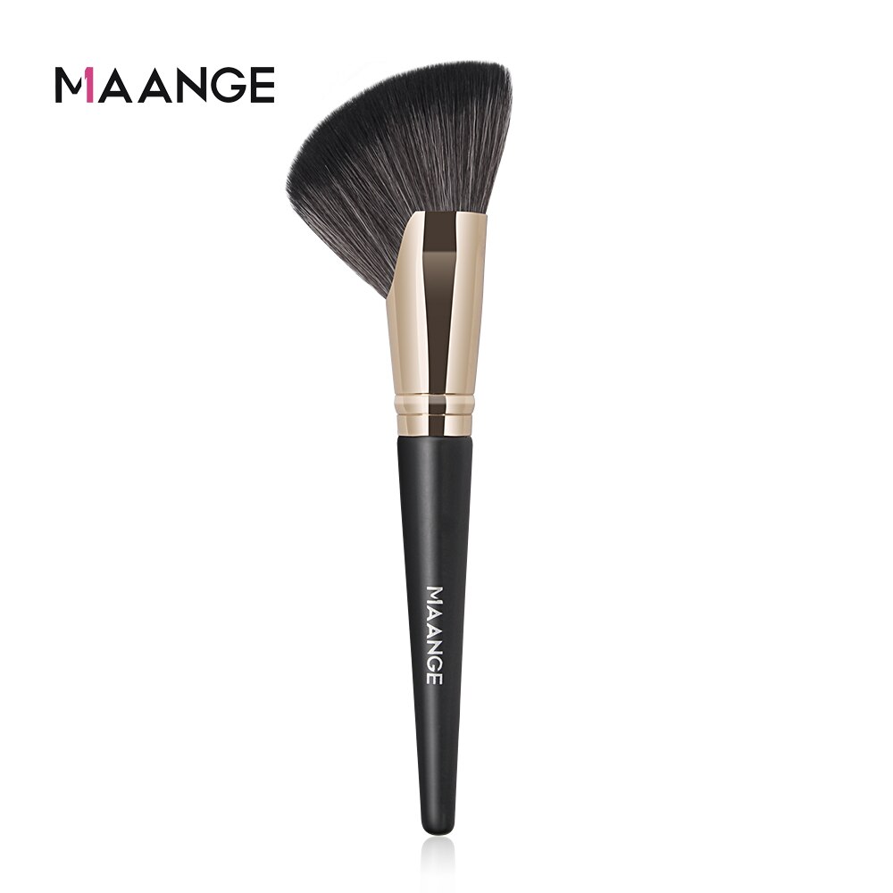 MAANGE-brocha bronceadora para colorete densa, brocha de maquillaje en ángulo, brocha Premium perfecta para resaltar el contorno facial, cremas y polvos: Negro