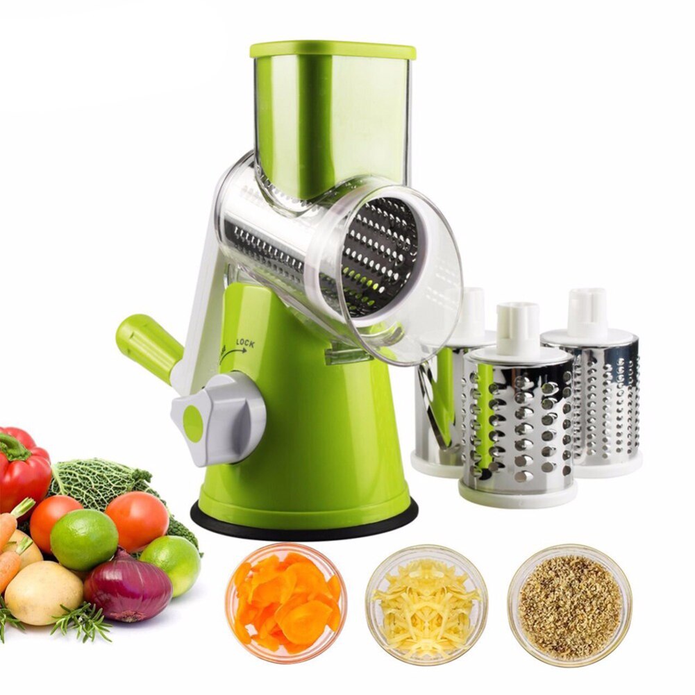 Gadgets Manual Rotary Cheese Grater Vegetable Slicer Fruit Cutter Cheese Shredder Rotary Drum Grater With 3 Rotary Cutters