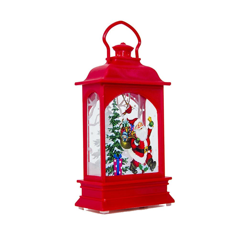 Bærbar julelampedekoration førte lanterner dekorativ lampe til juletræspynt   #4w: Rød