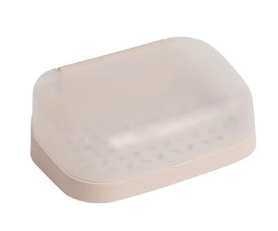 Waterdichte Wand Zeepbakje Met Deksel Thuis Douche Zeep Houder Afdruiprek Opbergvak Container Badkamer Accessoires: Beige