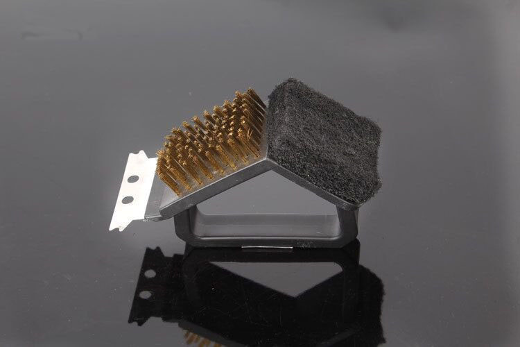 Limpiador Triple para parrilla de barbacoa, cepillos de limpieza de acero y cobre, limpiador para barbacoa, cepillos de limpieza 0395 OK, 1 unidad