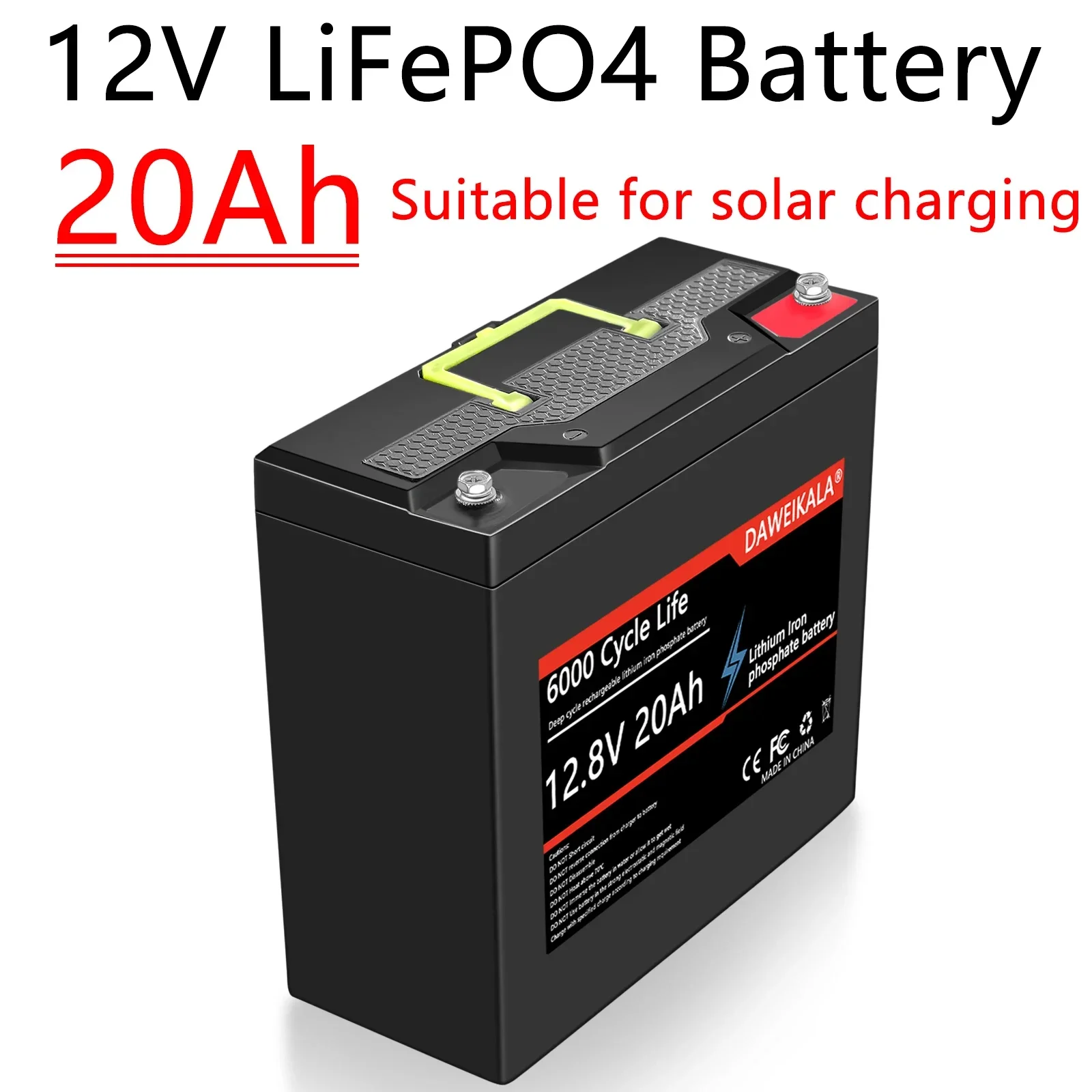 Akumulator litowy 12V 20Ah LiFePO4 DeepCycle z 20A BMS do zabawek do jazdy na wiatrze słonecznym i rybami morskimi