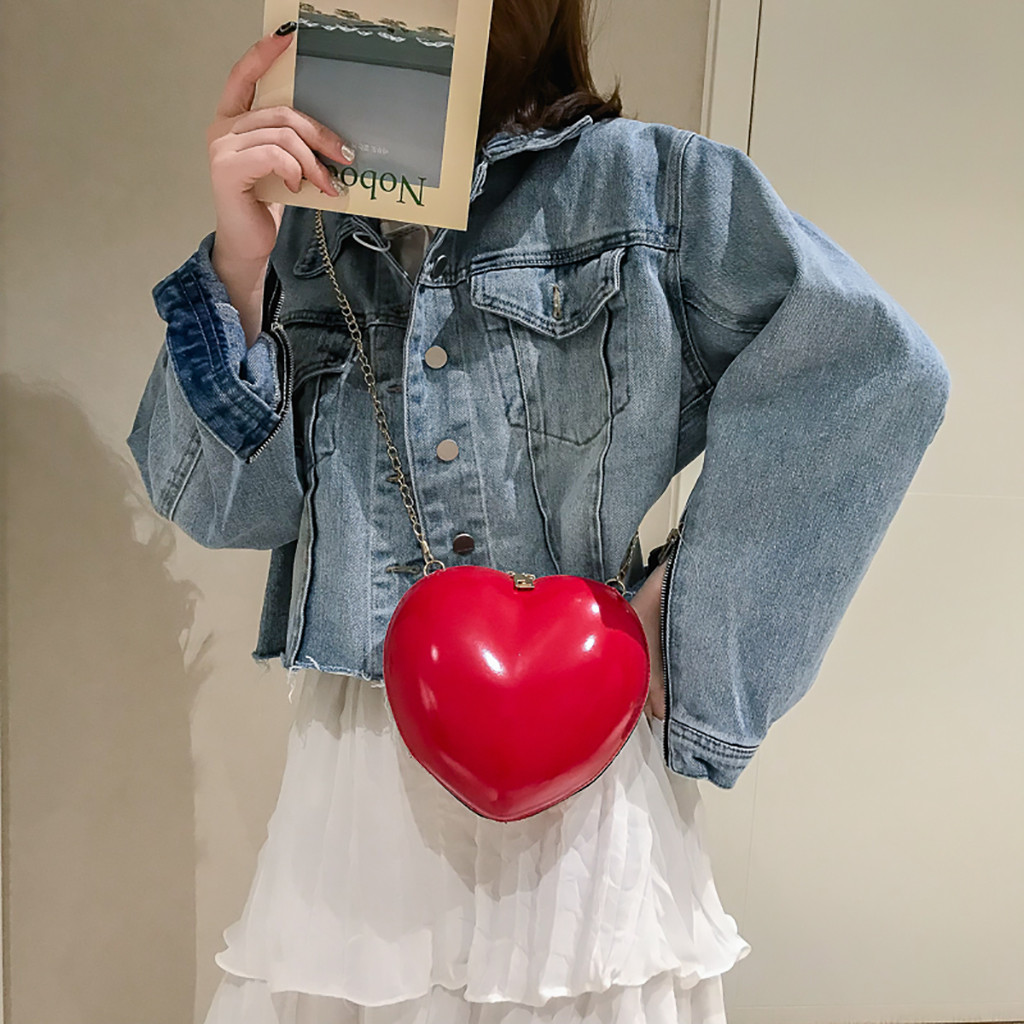 Frauen Zipper Liebe Herz Geformt Umhängetaschen Süße Mädchen Kette Schulter Tasche Damen Abend Handtaschen Geldbörse Für Party Hochzeit # P