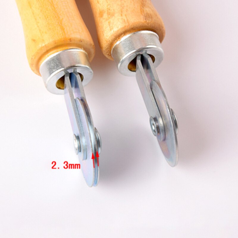 Træhåndtag dobbelthovedet trykrulle til skærmvindue gummistribe manuel remskive vindue trykhjulværktøj