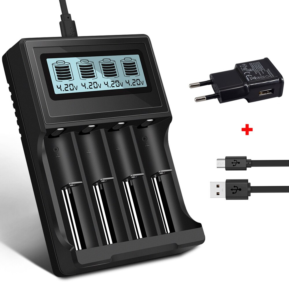 PALO 3.7V 18650 16340 14500 18500 lithium Battery Charger USB smart charger for 18650 rechargeable battery charger: LCD charger and plug