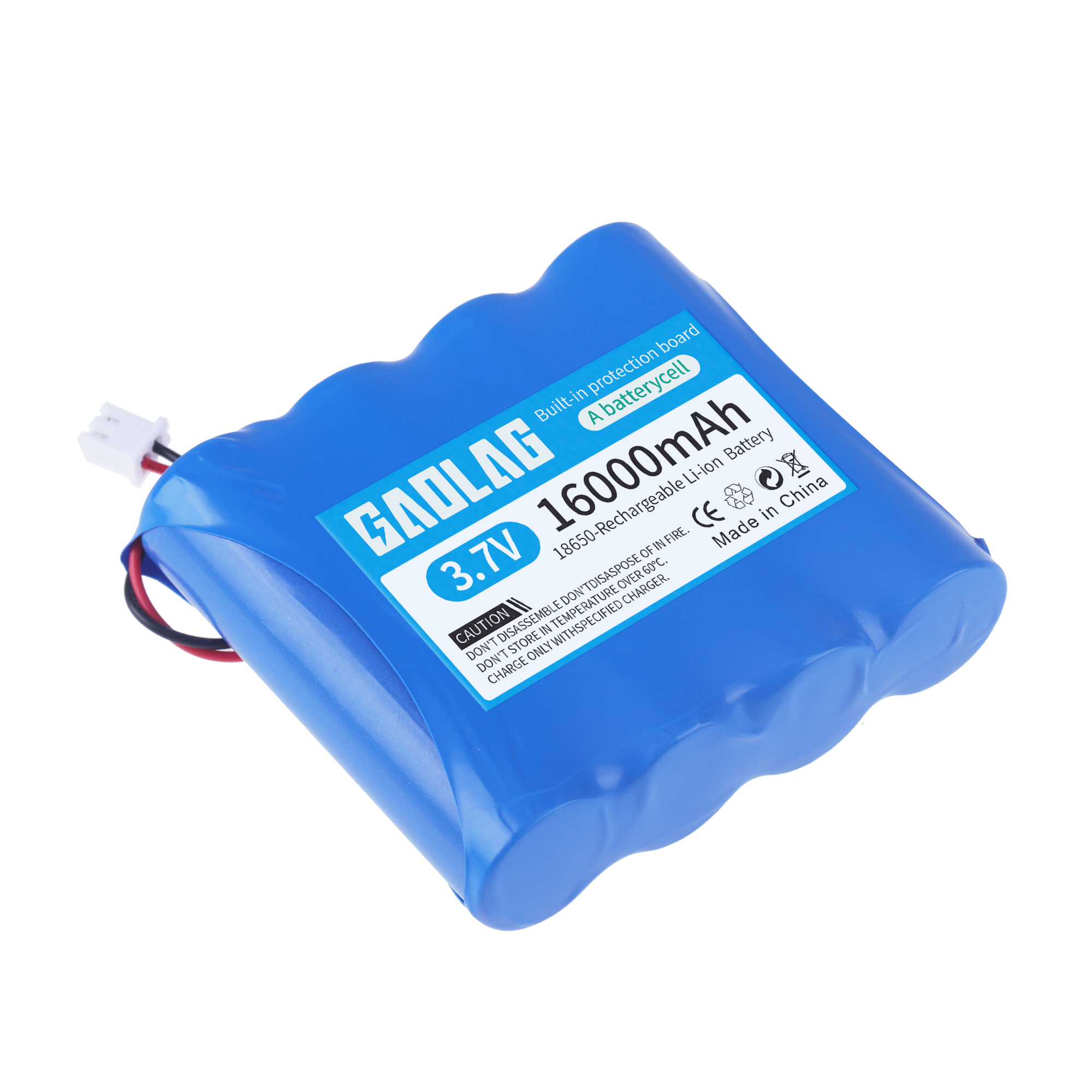 Lithium-Akku 3,7 V 18650 mit XH2.54-2P-Stecker 4500/6200/12000 mAh wiederaufladbarer Akku zum Angeln, LED-Licht, Bluetooth-Lautsprecher: Rot