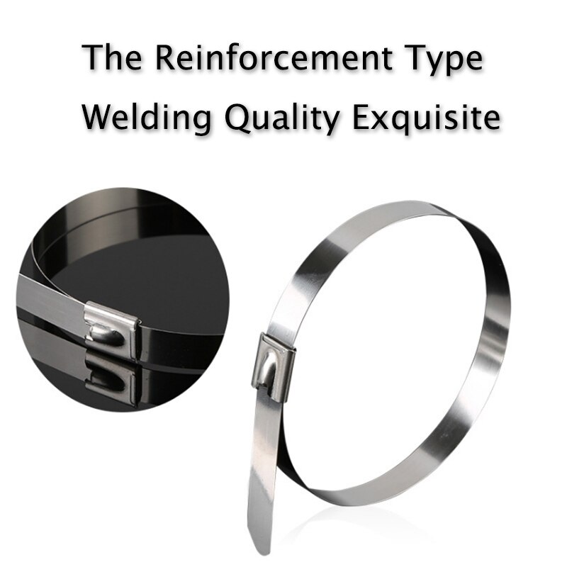100PCS STAINLESS STEEL METAL CABLE TIES ZIP WRAP EXHAUST HEAT STRAPS INDUCTION PIPE