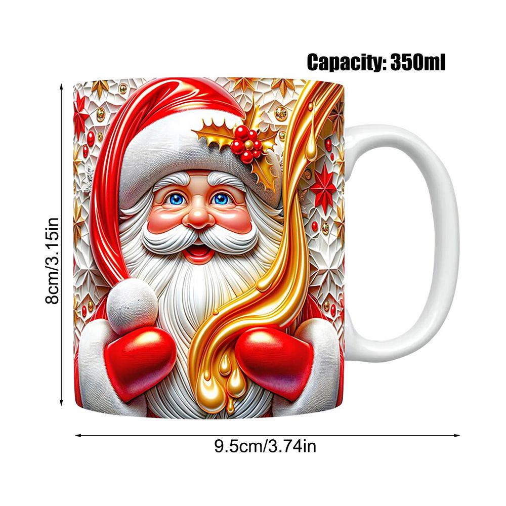 Christmas Santa Claus Ceramic Mug,3D Coffee Mugs, Vintage Water Cups, Tea Milk Mug, Christmas for Kids a: WHITE