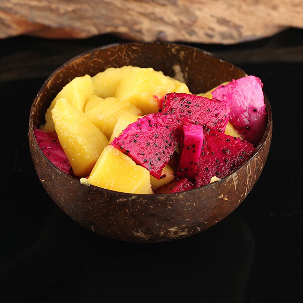 Coconut Shell Bowl Spoon Craft Fruit Salad Noodle Rice Container Bowl Food Storage Container Tableware Dinnerware