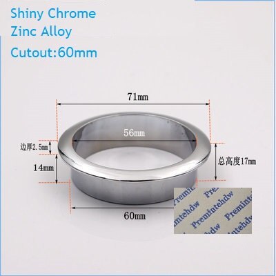 4 stk/parti mat sort krom zink plast skrivebordsbord skrivebordsgennemføring flange kabeludtag ryddeligt ledningshul dæksel pc ledningshåndtering: Zink krom 60mm