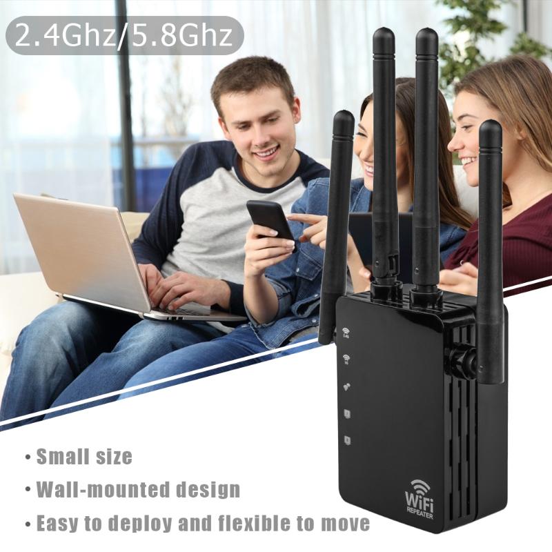 2.4G/5G Wireless WiFi Del Ripetitore del Router Dual Band 1200Mbps Amplificatore di Segnale Booster 4 Antenne WiFi Gamma extender Punto di Accesso