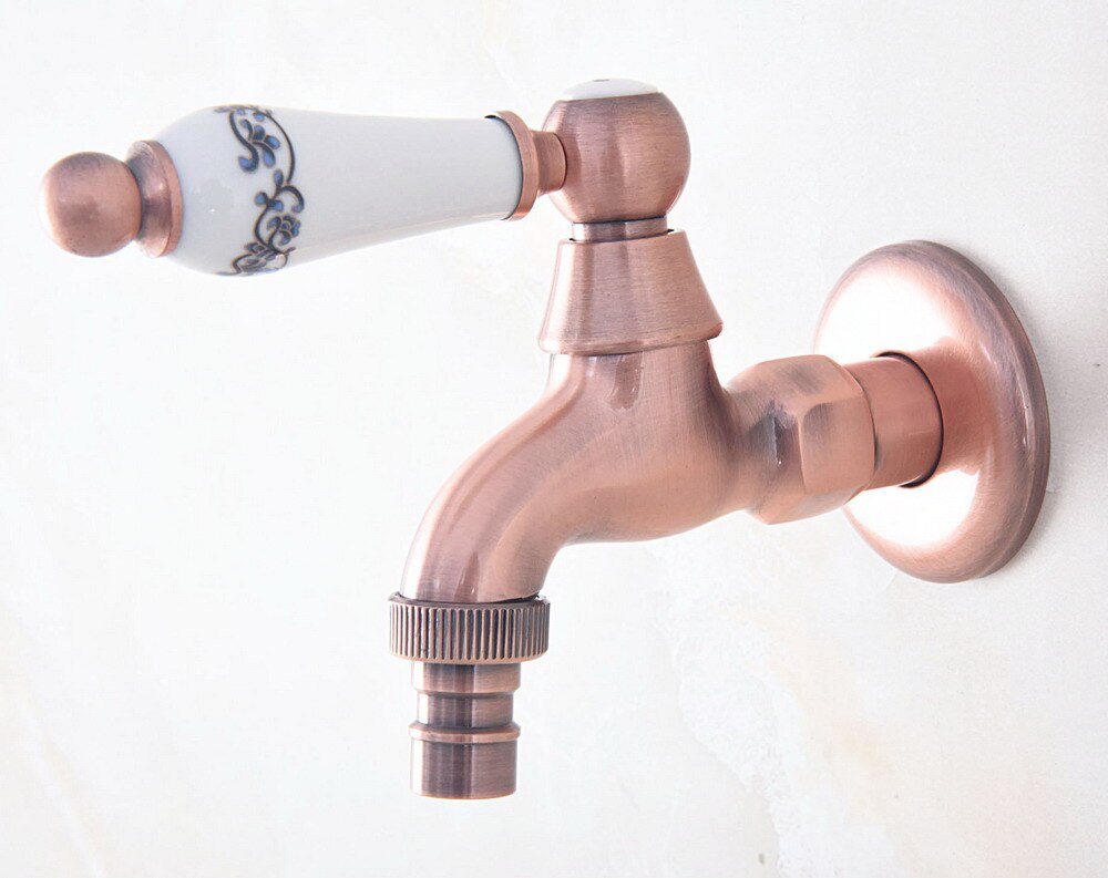 Antique Red Copper Outdoor Faucet Garden Water Tap / Washing machine Faucet / Laundry Sink Cold Water Tap Bidcock Faucet Bav332