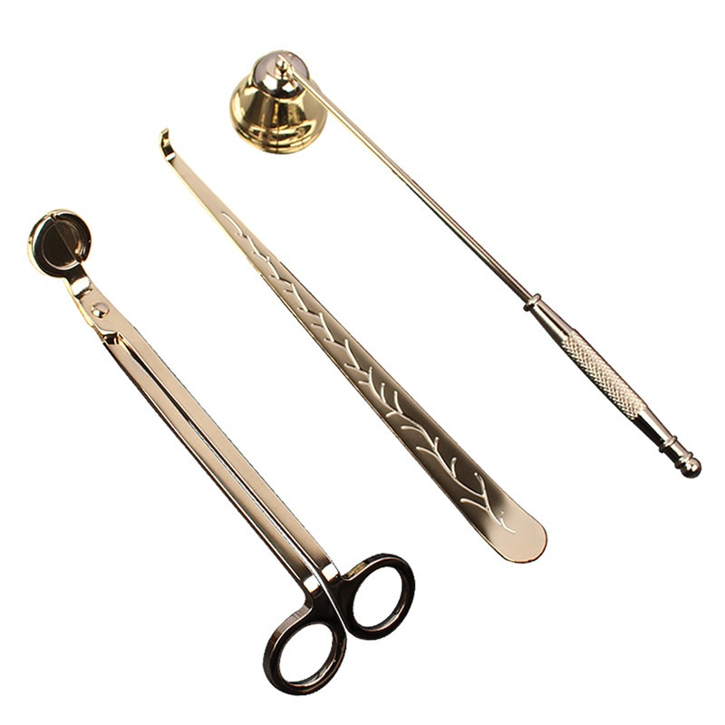 1/3 Uds. Tijeras recortadoras de mechas para velas, ganchos para extintor, juego de accesorios para velas, herramienta para velas para el cuidado del hogar, portátil de acero inoxidable: Verde claro