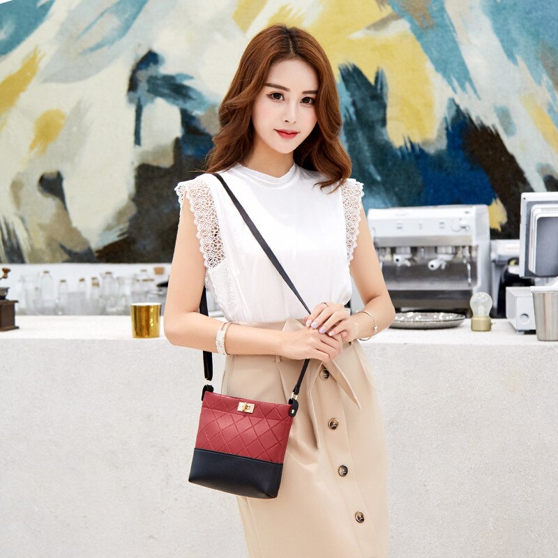 Bandolera de cuero suave rómbico para mujer, tipo bandolera bolso de hombro, con bloqueo de teléfono,