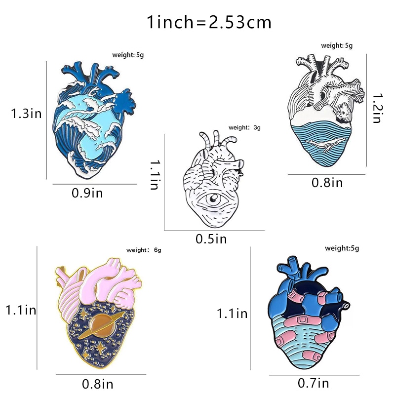 Anatomisch Hart Emaille Pins Medische Anatomie Broche Hart Pin voor Arts en Verpleegkundige Revers Pin Badge Medische Sieraden Broches