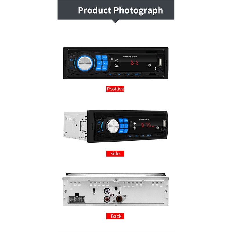 1 DIN Car Stereo MP3 Player Single Car Stereo MP3 Player In Dash Head Unit Bluetooth USB AUX FM Radio Receiver for Toyota ford