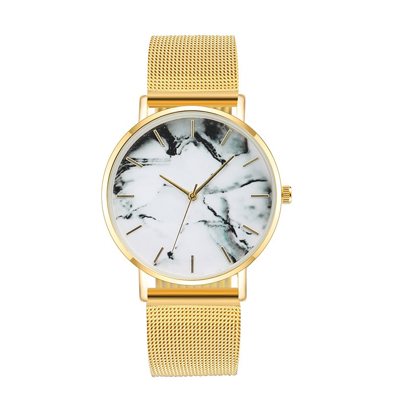 or Rose maille ceinture créative marbre montre pour femme de luxe femmes montre à Quartz Relogio Feminino directe: 2