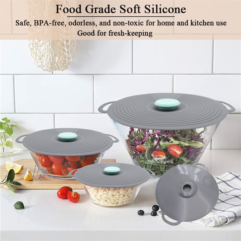 Couvercle de casserole en Silicone résistant à la chaleur, couvercle de micro-ondes, scellé sous vide, extensible, bol d'emballage alimentaire, boîte de Pot, couvercle, ustensiles de cuisine