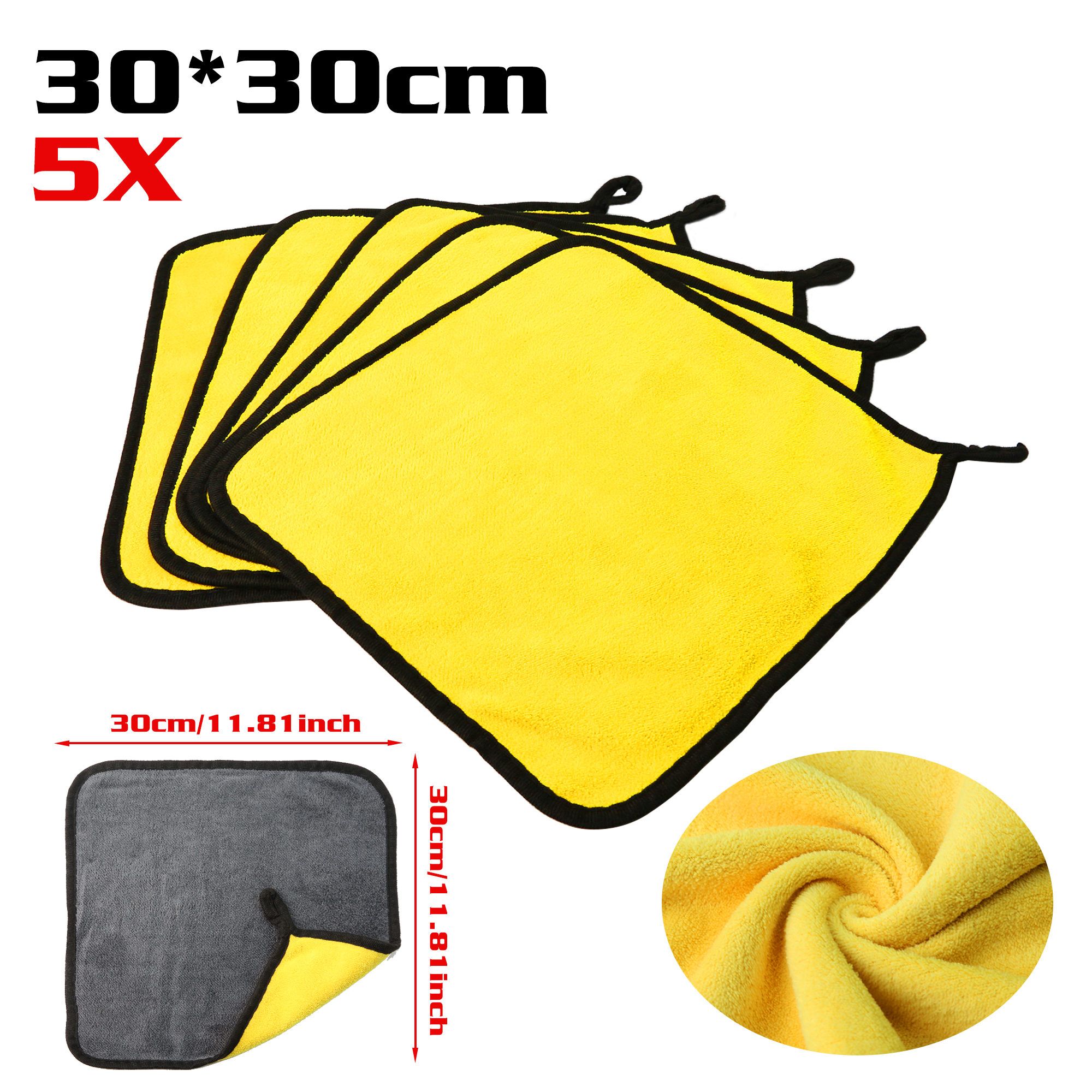 Toalla de microfibra para lavado de coches, 5 uds., 4 tamaños, paño de limpieza y secado, toalla de secado, cuidado del coche, detalles, suministros de toallas para lavado de coches: Rojo