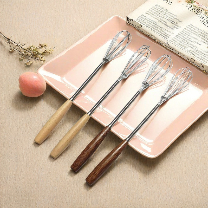 1 stuks premium roestvrijstalen garde met massief houten handvat - perfect voor het mengen, kloppen en roeren in de keuken