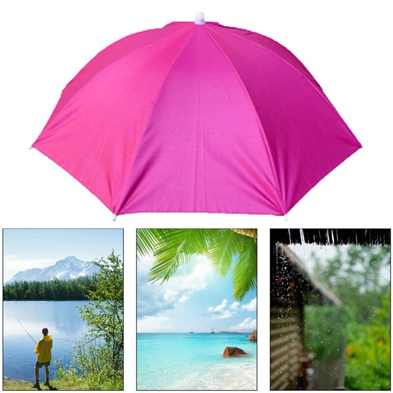 69cm Folding Umbrella Hat Cap Women Men Umbrella Fishing Hiking Golf Beach Headwear Handsfree Umbrella for Outdoor Sports
