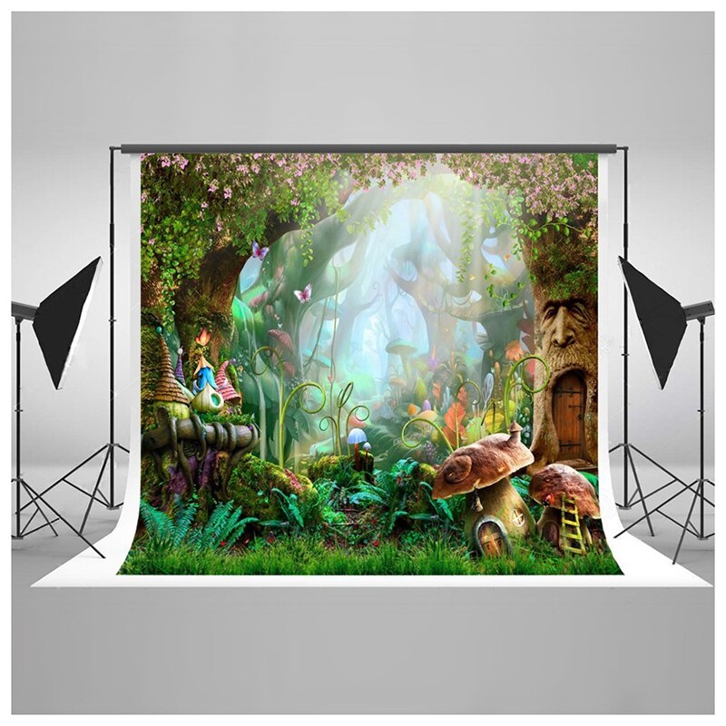 7x5ft Waschbar Stoff Fotografie Hintergrund Märchen Traumhafte Natur Wald Leben Hintergrund Photographical Kulissen für Phot