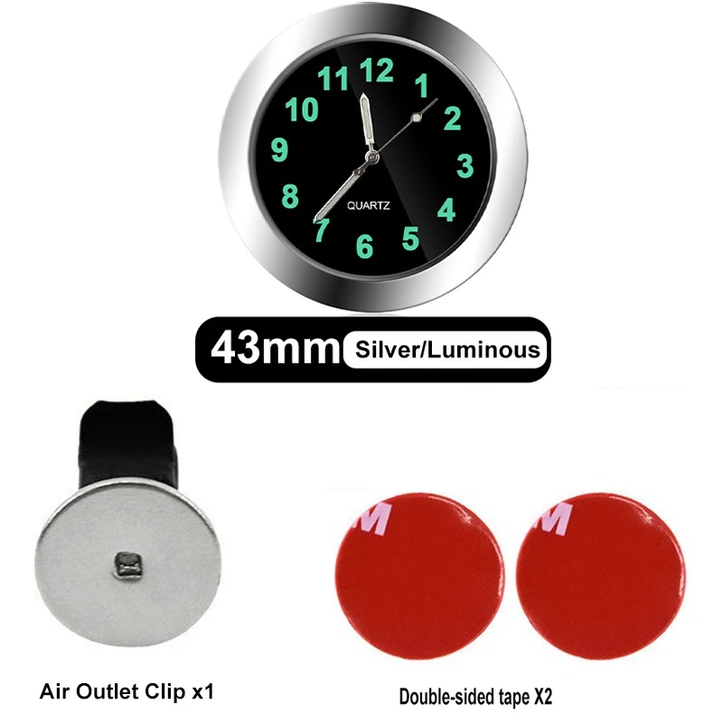 Mini Luminous Car Clock Automobiles Internal Stick-On Watch Mechanics Quartz Clocks Auto Ornament 40/43mm Mini Digital Clock: Pink