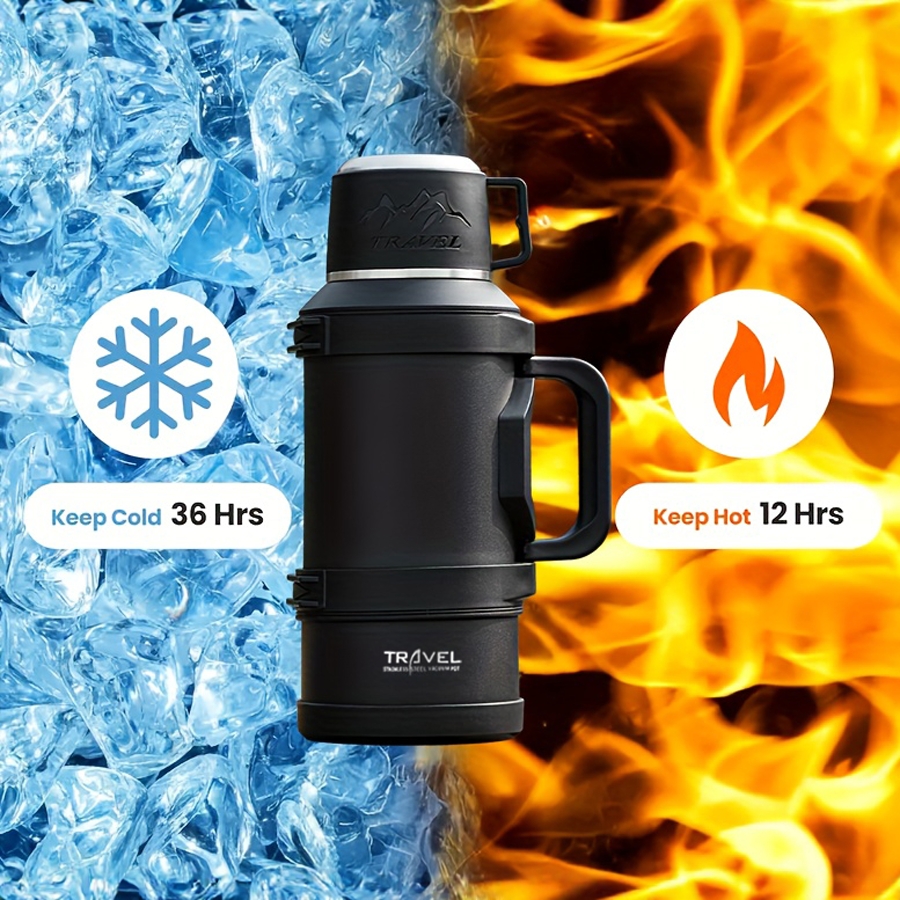 Termo grande de acero inoxidable de 1,7l/2,0l/2,5l, adecuado para viajes, camping, aislamiento al vacío súper grande de 2,5 litros, 1 ud.