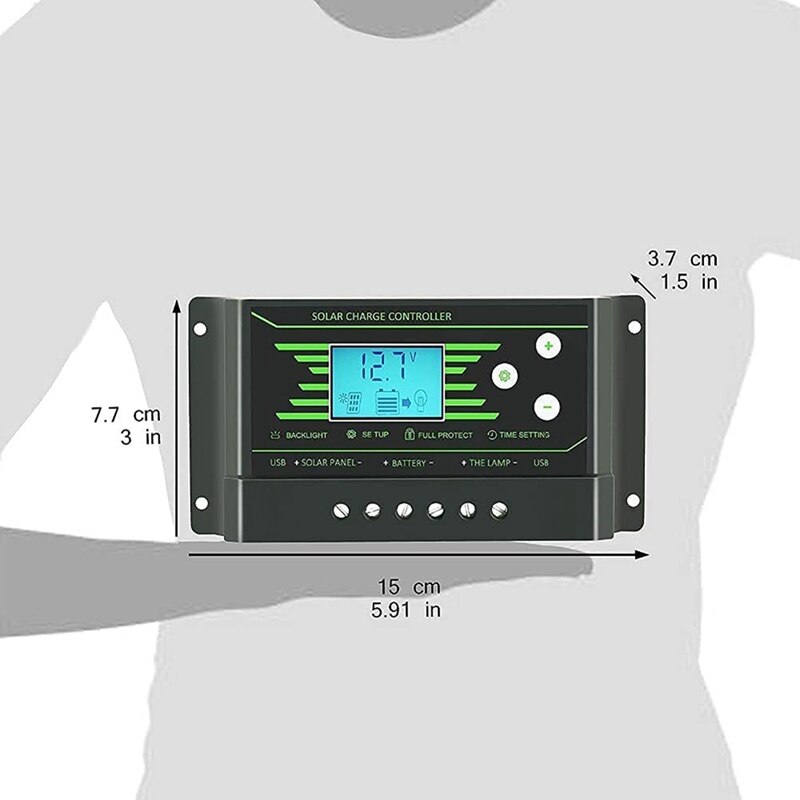 Solar Laadregelaar 12V 24V Solar Controller Met Usb Aansluiting Lcd Backlight Geschikt Voor Motorhomes