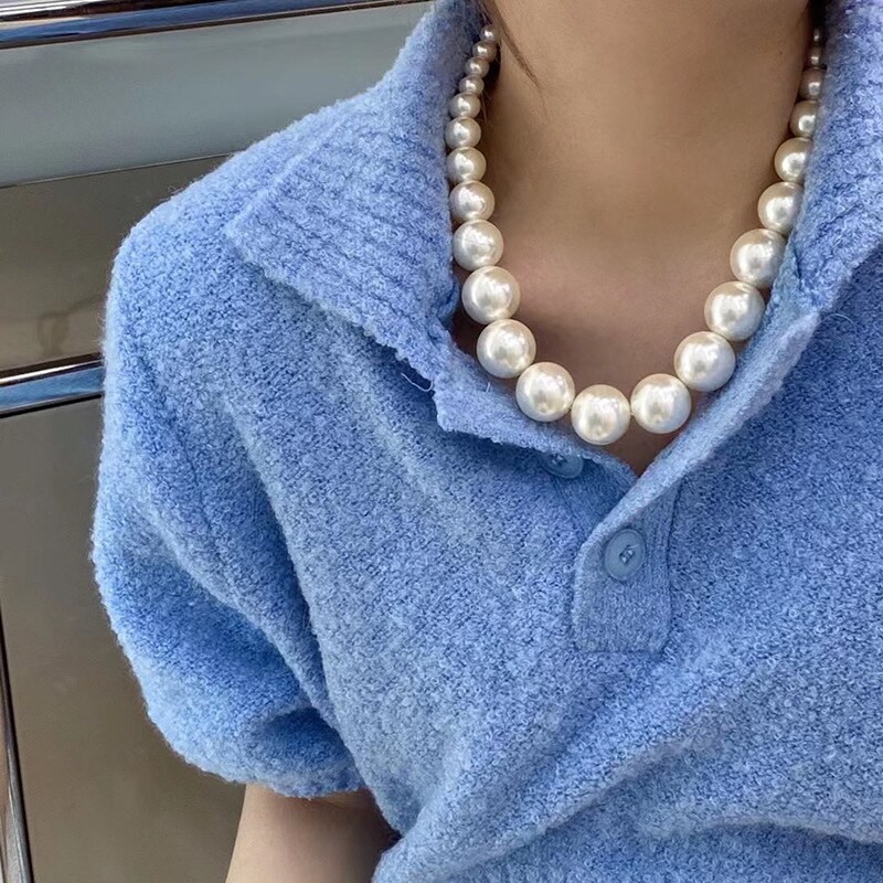 Koreaanse Gradient Parel Chokers Ketting Voor Vrouwen Dames Luxe 2022 Trend Ketting Partij Sieraden: Default Title