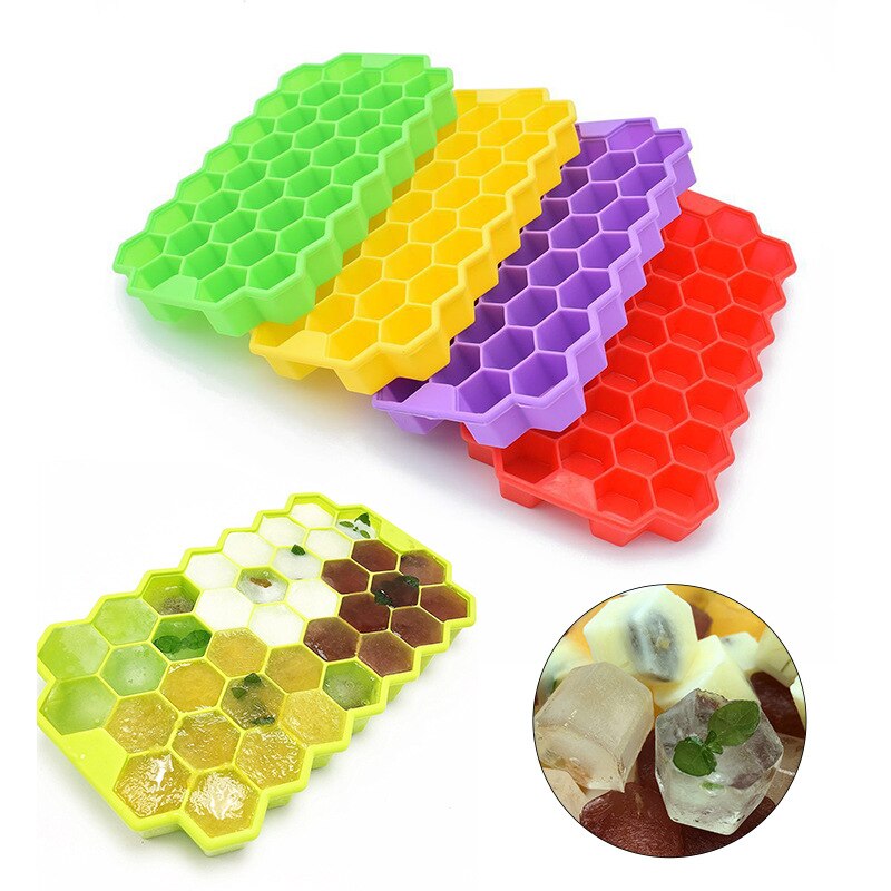 Ice Cube Maker Giant Jumbo Big Ice Tray Mold Honeycomb Ice Cube Trays With Removable Lids Easy-Release Square Tray Ice Cube Mold