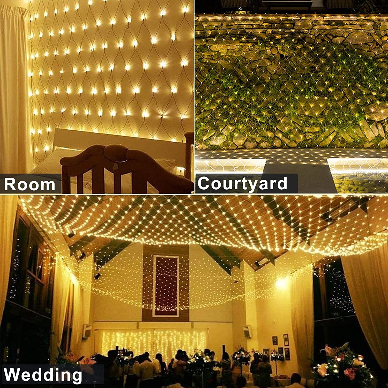 Net Lights LED 1.5X1.5M 3x2M Mesh Fairy String Light Garland Window Curtain Christmas Fairy Light Wedding Party Light
