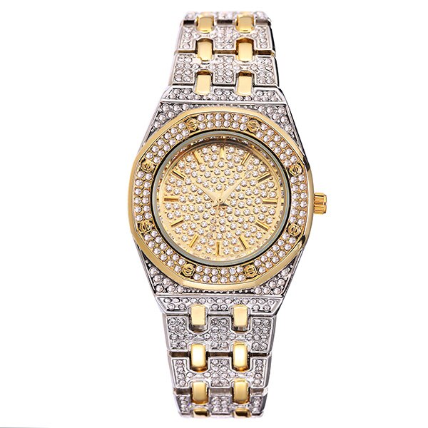 Missfox tops luxe dameshorloges merk gouden bling diamanten dameshorloges best verkochte waterdichte dameshorloge met doos: 2528-2t