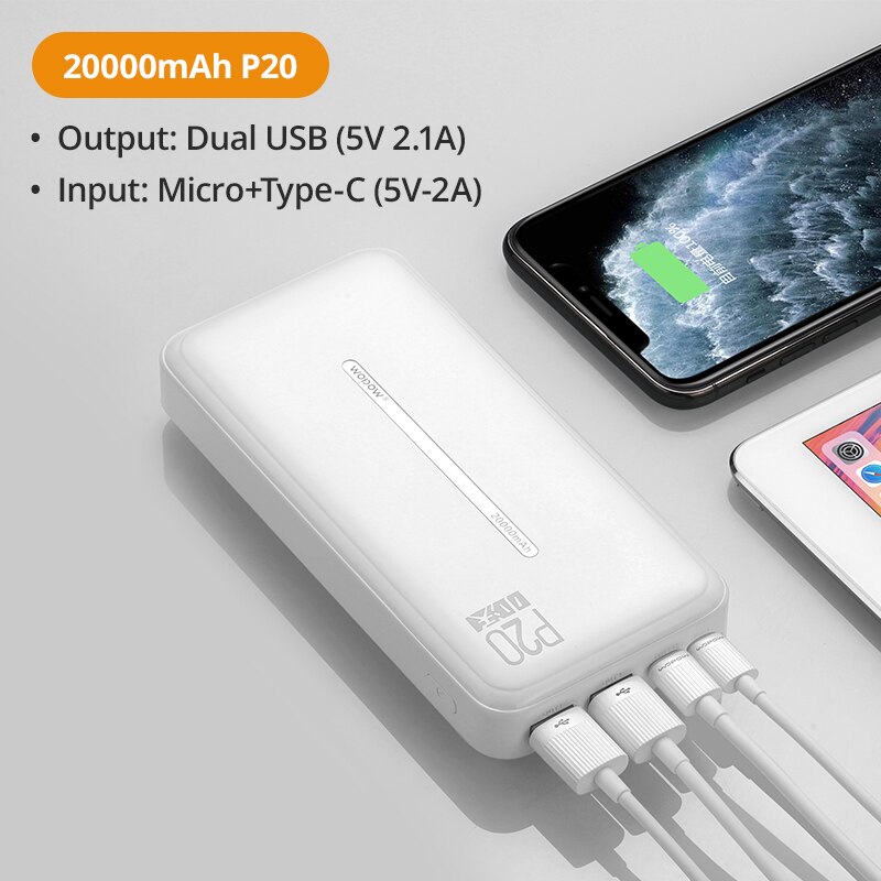 WOPOW Energie Bank 20000 mah Tragbare Ladegerät Poverbank praktisch LED Externe Batterie Ladegerät Energie 20000 mAh für Xiaomi: 20000mAh P20