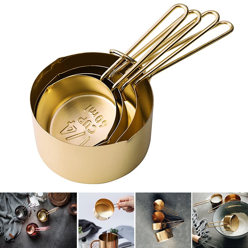 4pcs/8pc Stainless Steel Measuring Spoons Set Kit Measuring Cups Set Kitchen Accessories Baking Tea Coffee Spoon Measuring Tools