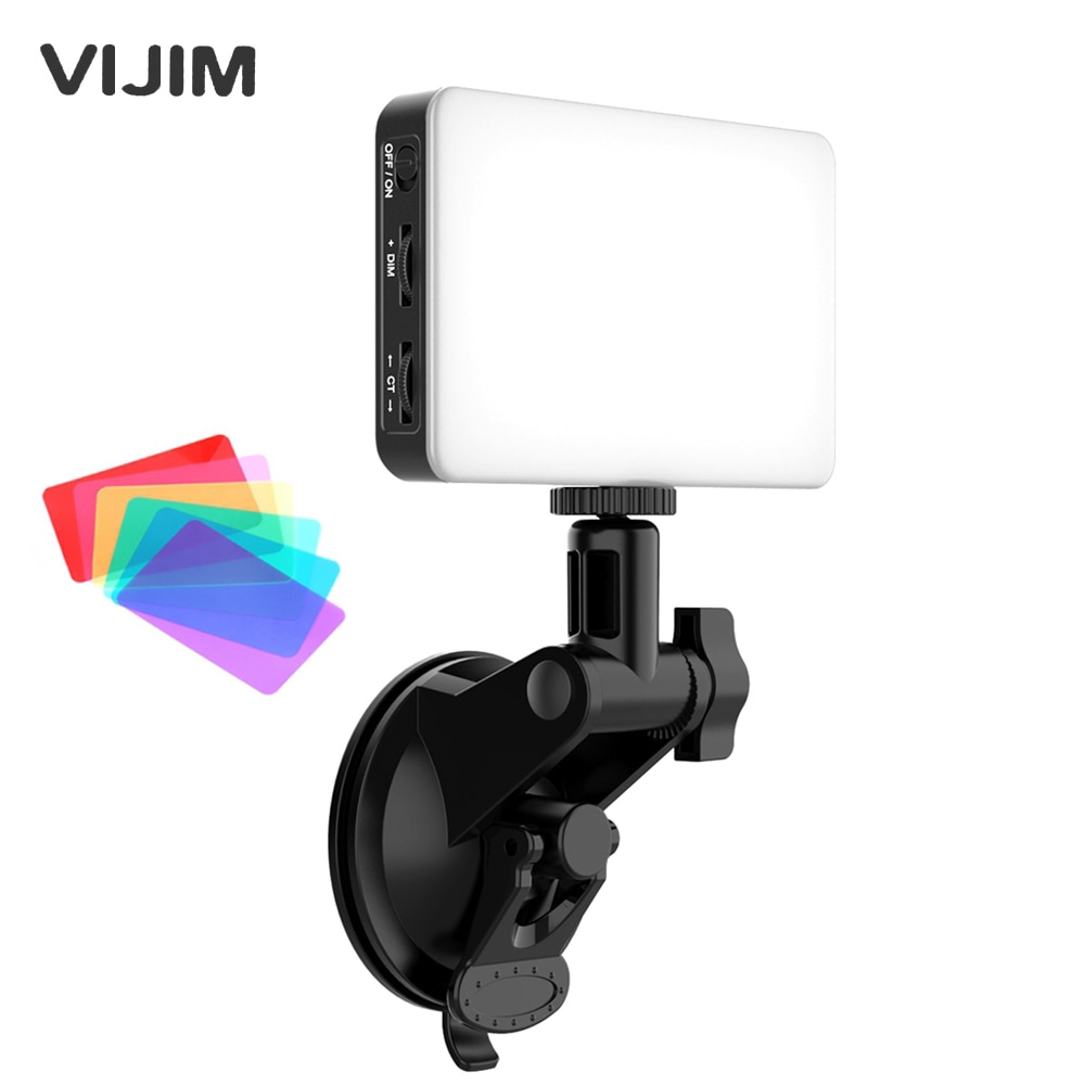 Vijim vl120 vídeo conferência iluminação kit lâmpada com 3200k-6500k pode ser escurecido mini led luz de vídeo/ventosa/silicone capa