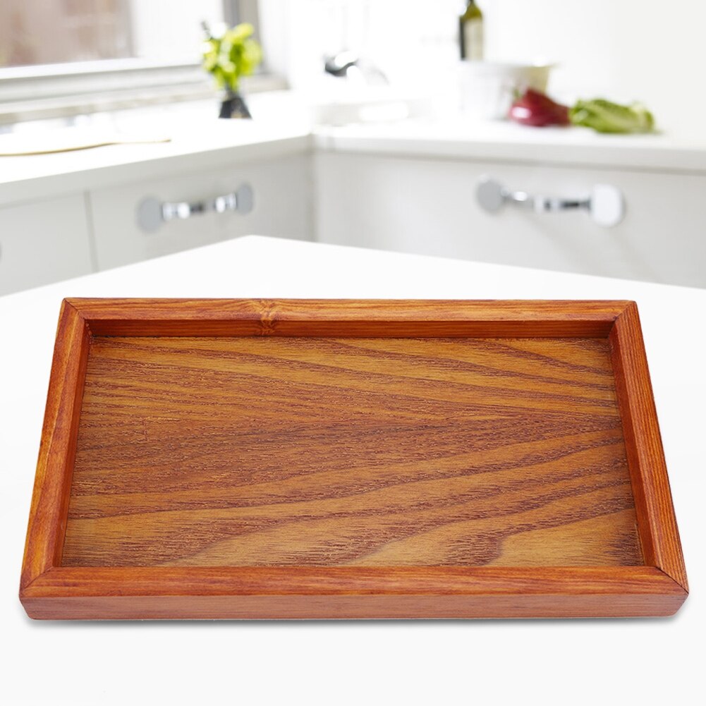 Rectangle Wooden Tray Breakfast Food Dinner Dessert Tea Tray Plate Storage Family Kitchen Accessories Organizer
