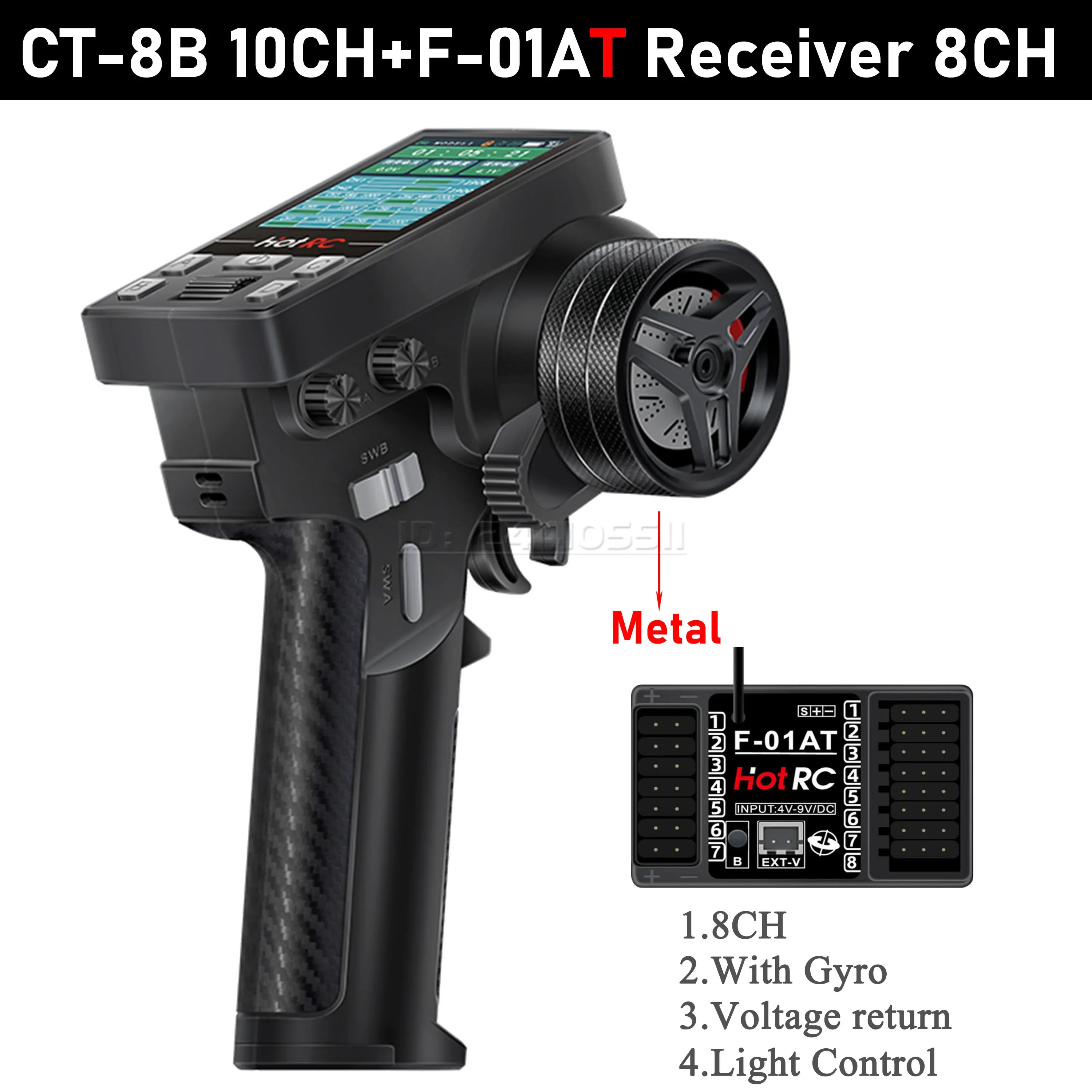 HOTRC 8CH 10CH CT-6B CT-8B 2.4G Transmitter Remote Control Gyro F-04A F-06A F-08A F-01AT Receiver for RC Cars Boat Tank Toy