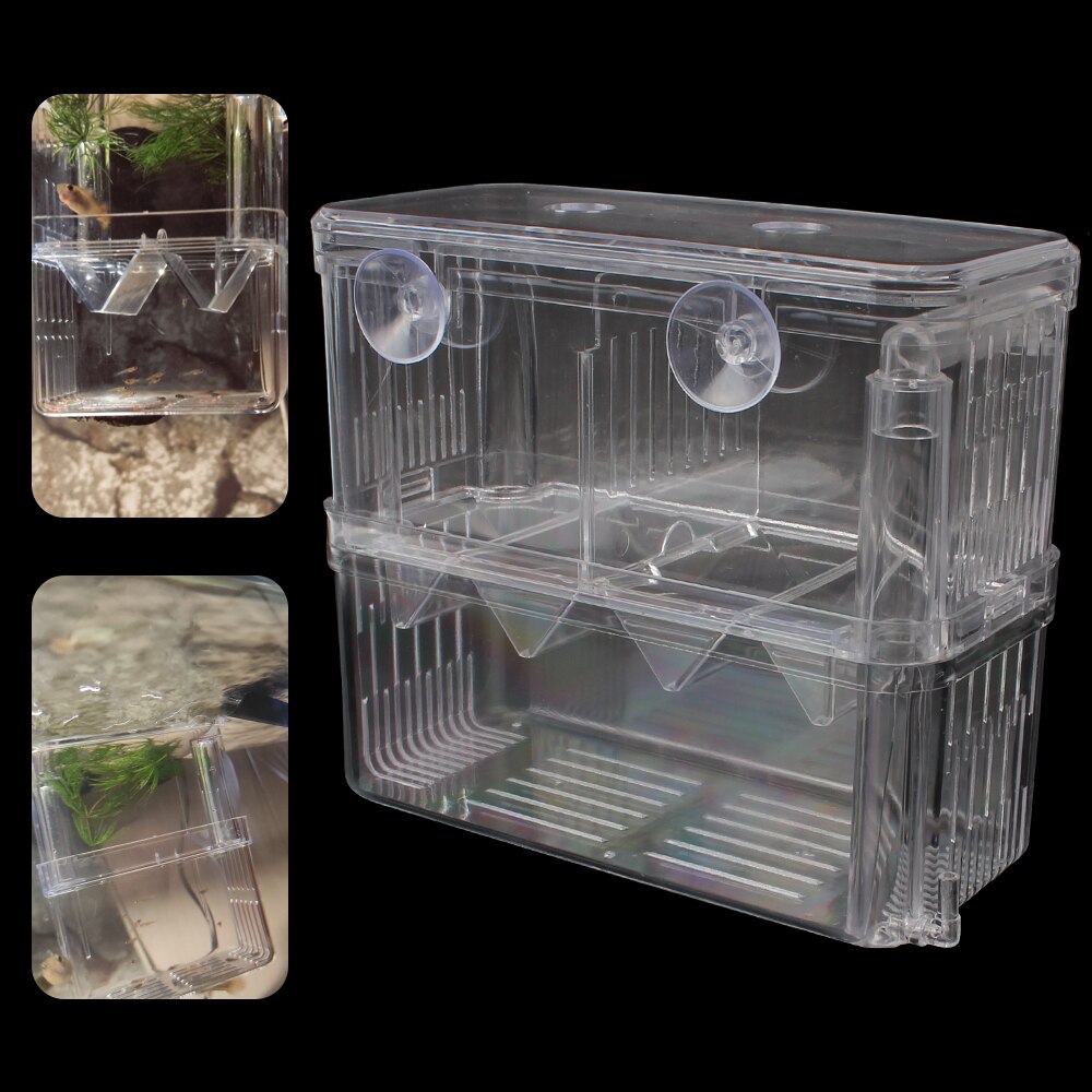 Double-Deck Transparent Aquarium Hatchery Breeder Isolation Box Incubator Holder Acrylic Fish Tank Breeding Aquarium Hatching