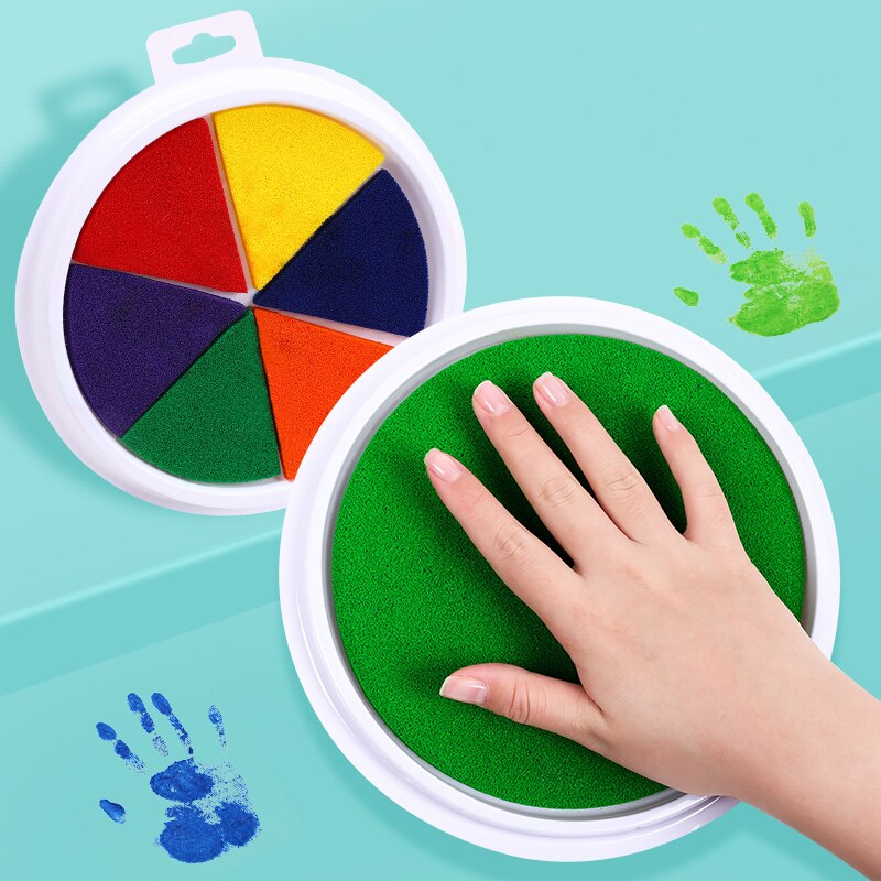 1PC 16-22CM Lots Colors Ink Pad Stamp DIY Finger Painting Craft Art Cardmaking Finger Painting Ink Pad Round Stamp Finger Print