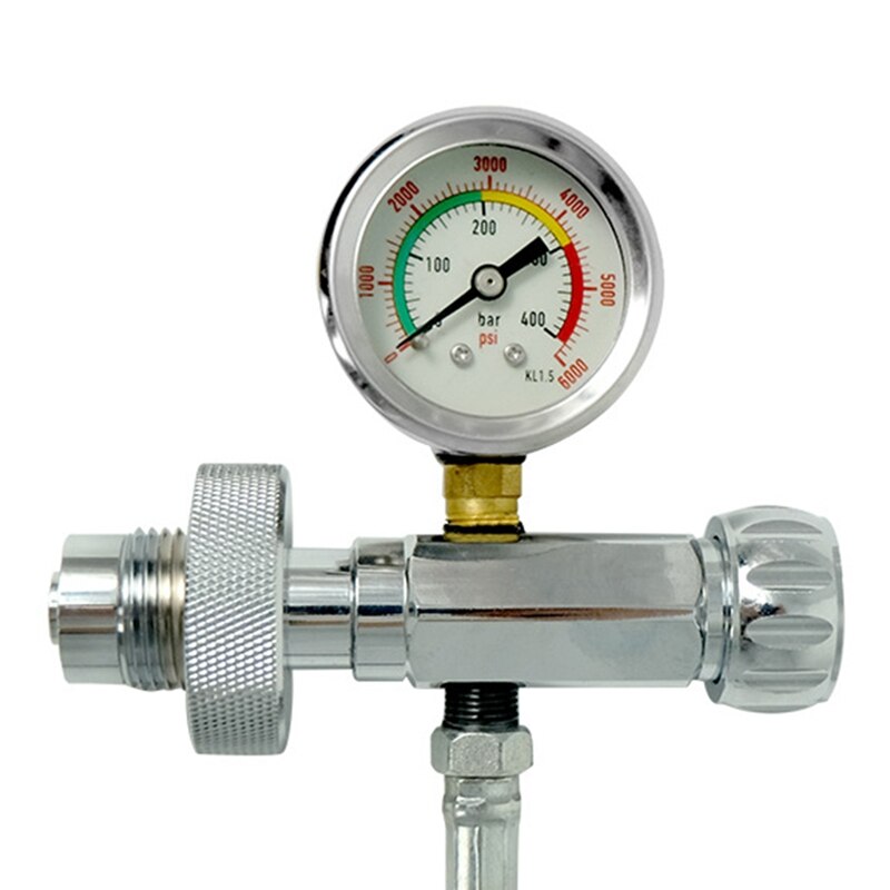 Scuba Diving 5000 PSI PCP Tank Dual Gauge Charging Valve SCBA Refill Station with 6000 Psi Gauge 60cm Hose