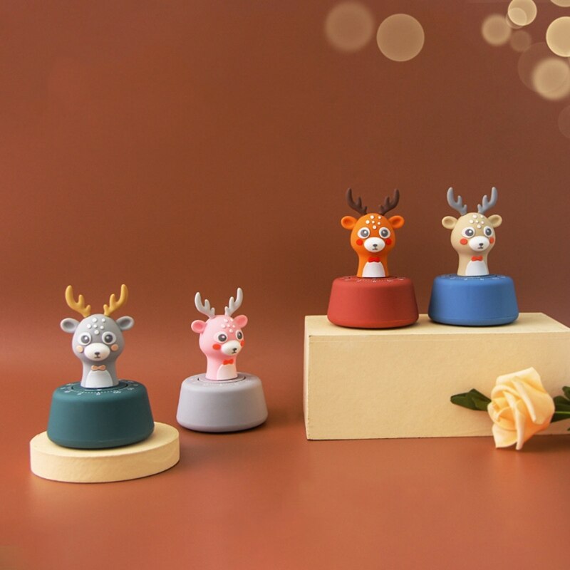 Christmas Cartoon Deer Kitchen Timer Mechanical Wind-Up Time Countdown Reminder 87HB