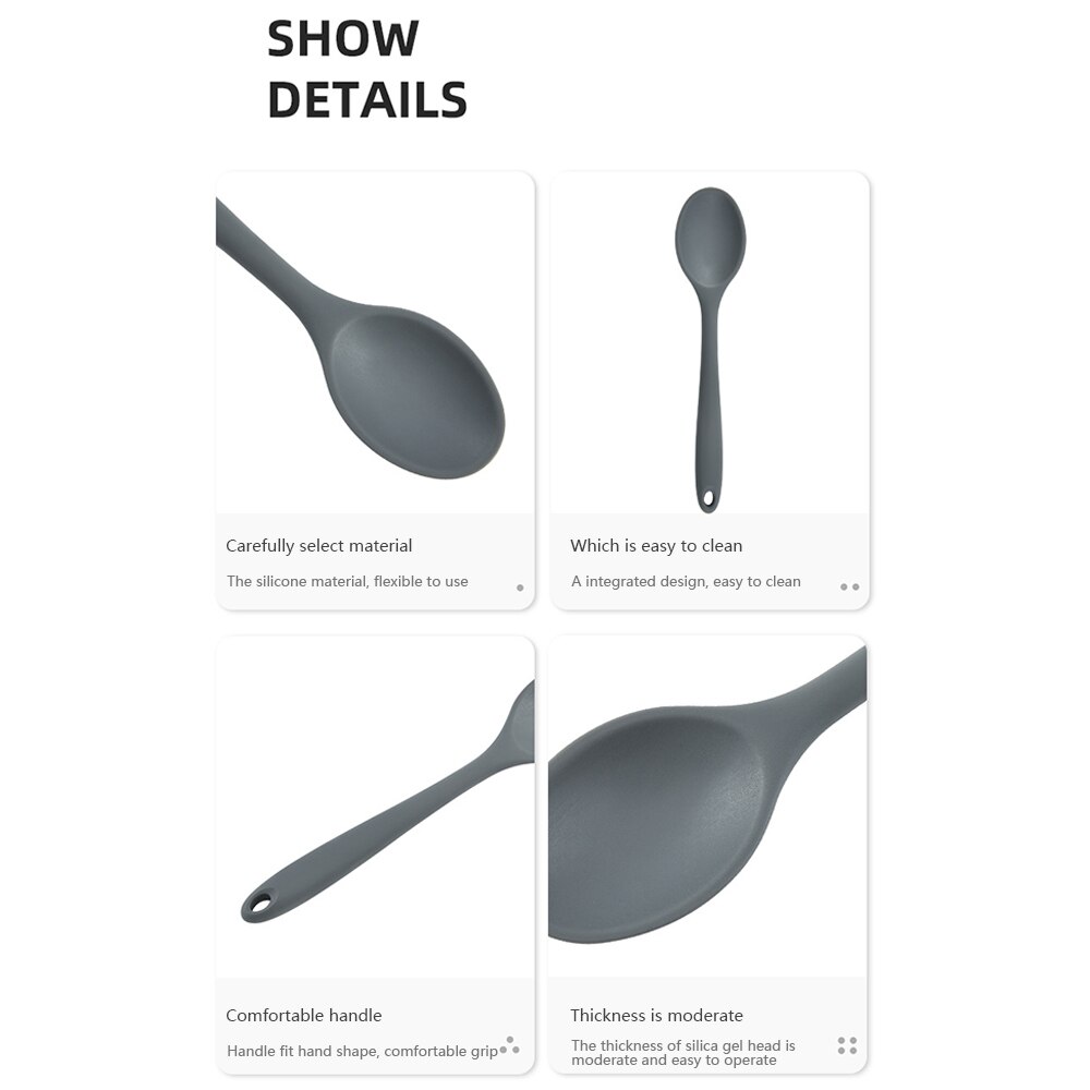 Silicone de grau alimentício longo-manuseado colher de sopa utensílios de mesa colher de cor sólida cozinha colher de silicone talheres acessórios