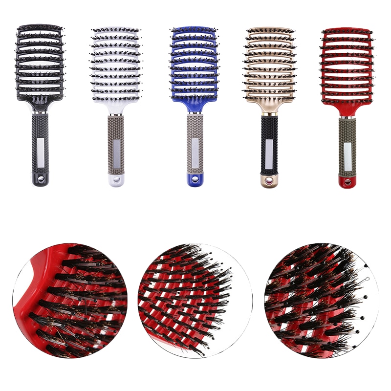 Girls Hair Scalp Massage Comb Hairbrush Bristle Nylon Women Wet Curly Detangle Hair Brush for Salon Hairdressing Styling Tools