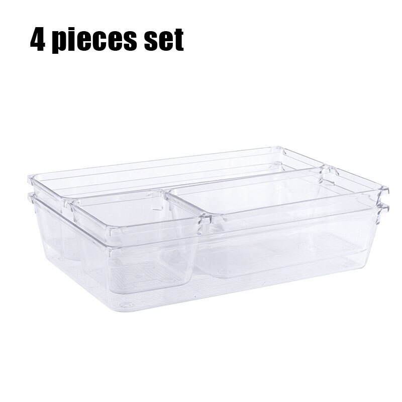 Storage Drawers Plastic Storage Organizer Drawers For Makeup Clothes Tableware Organizer Box Kitchen Desktop Organizer: 4pcs-set