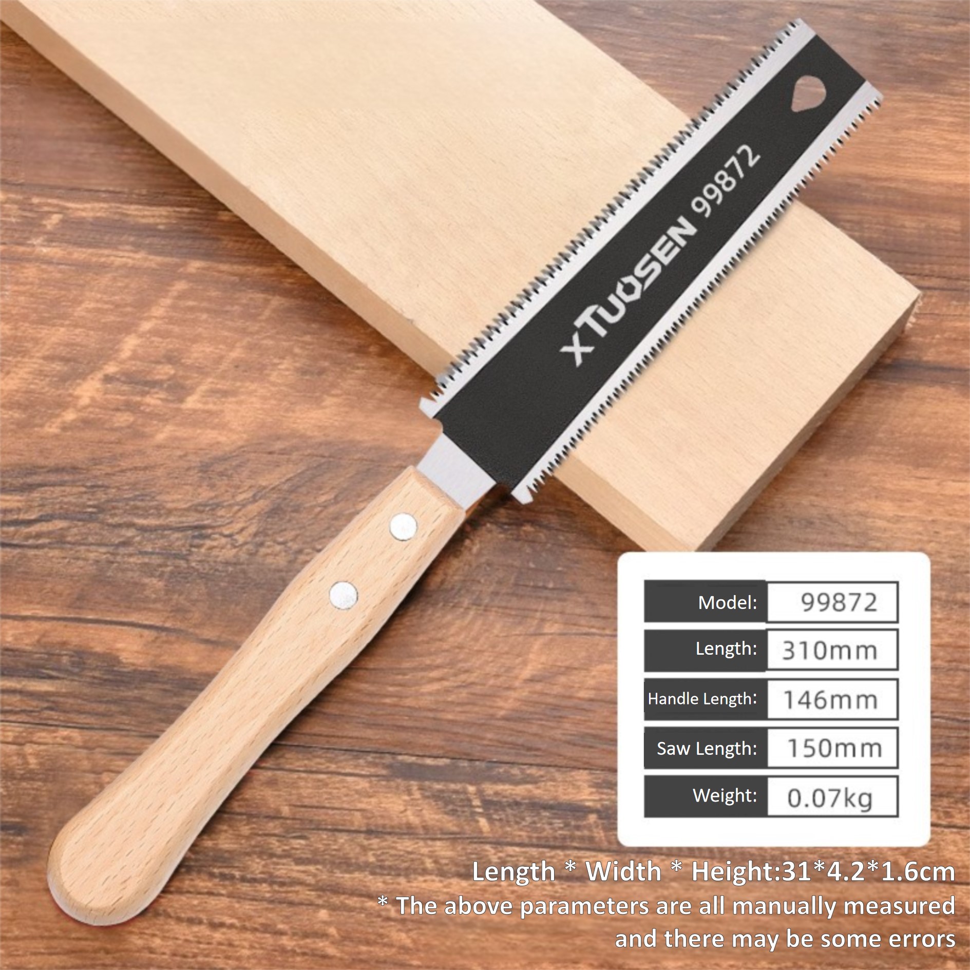 Handzaag 6-inch dubbelzijdige zaag Flexibel blad voor vlak snijden Huishoudelijk houtbewerkingsgereedschap Fijne tand Precisie platte zagen